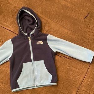 North Face, glacier jacket, infant, 12-18 months, full-zip with hood,